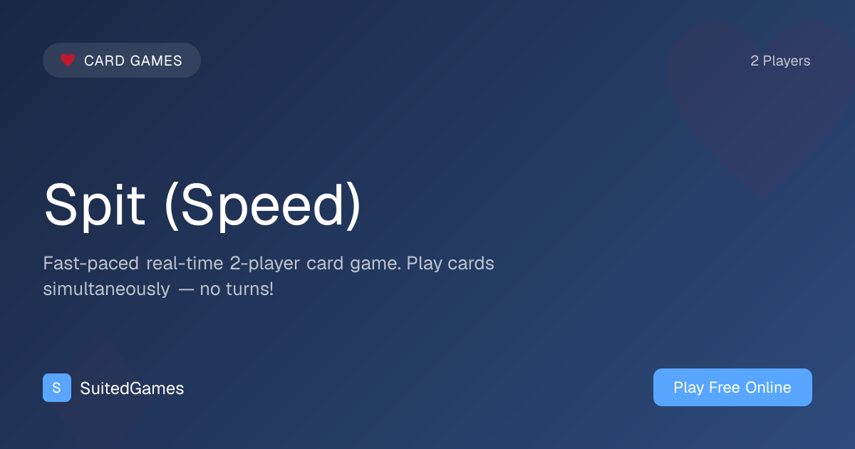 Spit Card Game (Speed) - Play Free Online | SuitedGames